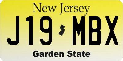 NJ license plate J19MBX