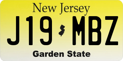 NJ license plate J19MBZ
