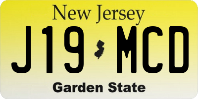 NJ license plate J19MCD