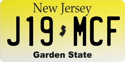 NJ license plate J19MCF