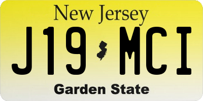 NJ license plate J19MCI