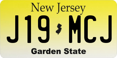 NJ license plate J19MCJ