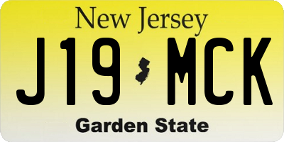 NJ license plate J19MCK