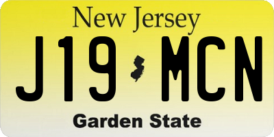 NJ license plate J19MCN
