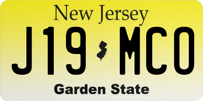 NJ license plate J19MCO
