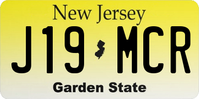 NJ license plate J19MCR
