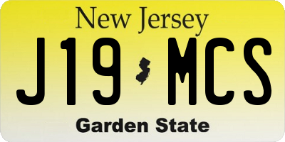 NJ license plate J19MCS