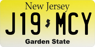 NJ license plate J19MCY