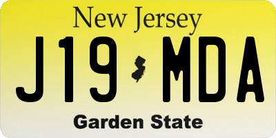 NJ license plate J19MDA