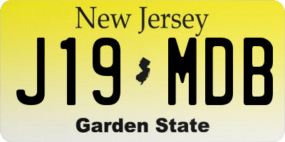 NJ license plate J19MDB