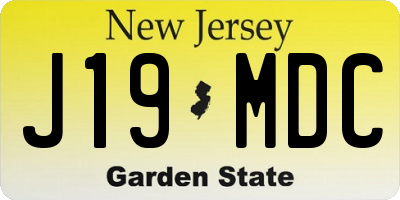 NJ license plate J19MDC