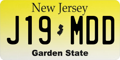 NJ license plate J19MDD