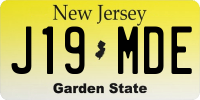NJ license plate J19MDE