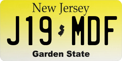 NJ license plate J19MDF