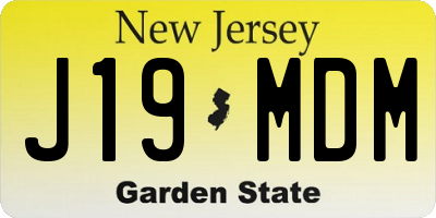 NJ license plate J19MDM