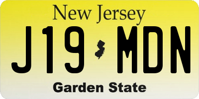NJ license plate J19MDN
