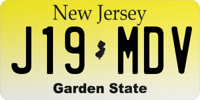 NJ license plate J19MDV
