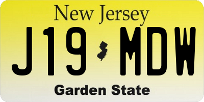 NJ license plate J19MDW