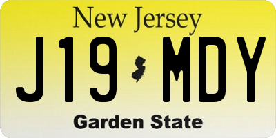 NJ license plate J19MDY