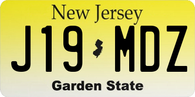 NJ license plate J19MDZ