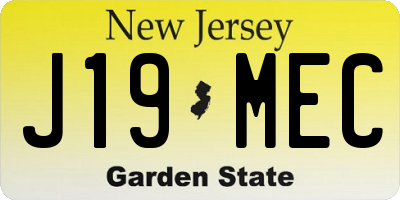 NJ license plate J19MEC