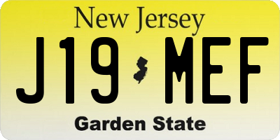 NJ license plate J19MEF