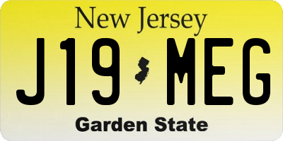 NJ license plate J19MEG