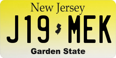 NJ license plate J19MEK