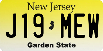NJ license plate J19MEW