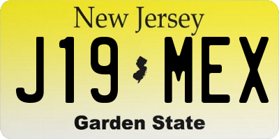 NJ license plate J19MEX