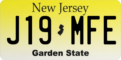NJ license plate J19MFE