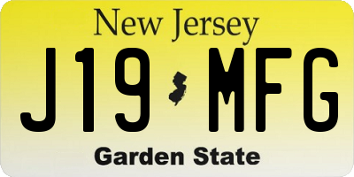 NJ license plate J19MFG