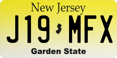 NJ license plate J19MFX