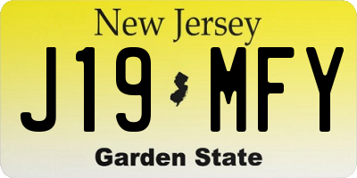 NJ license plate J19MFY