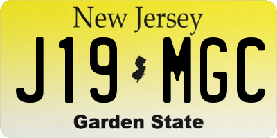 NJ license plate J19MGC
