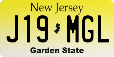NJ license plate J19MGL