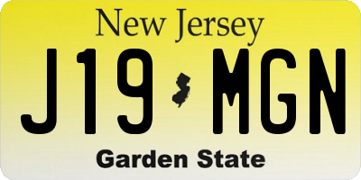 NJ license plate J19MGN