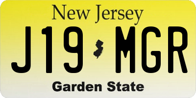 NJ license plate J19MGR