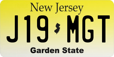 NJ license plate J19MGT