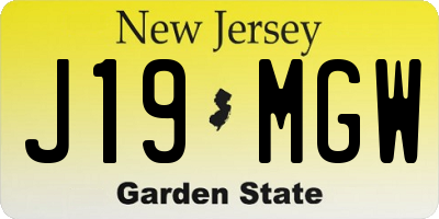NJ license plate J19MGW