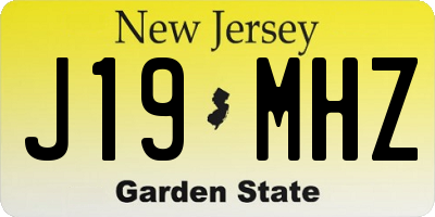 NJ license plate J19MHZ