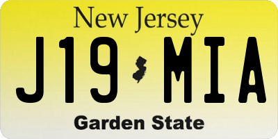 NJ license plate J19MIA