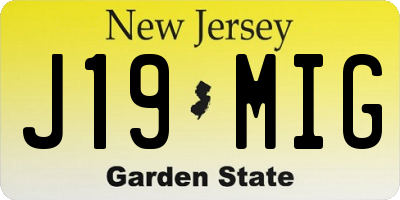 NJ license plate J19MIG
