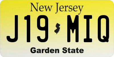 NJ license plate J19MIQ