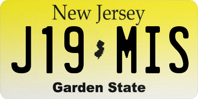 NJ license plate J19MIS