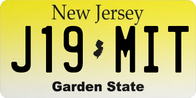 NJ license plate J19MIT