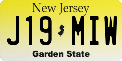 NJ license plate J19MIW