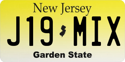 NJ license plate J19MIX