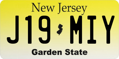 NJ license plate J19MIY