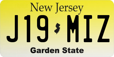 NJ license plate J19MIZ
